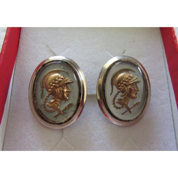Roman Soldier Centurion Head Cameo Cufflinks - Vintage - Picture 8 of 8